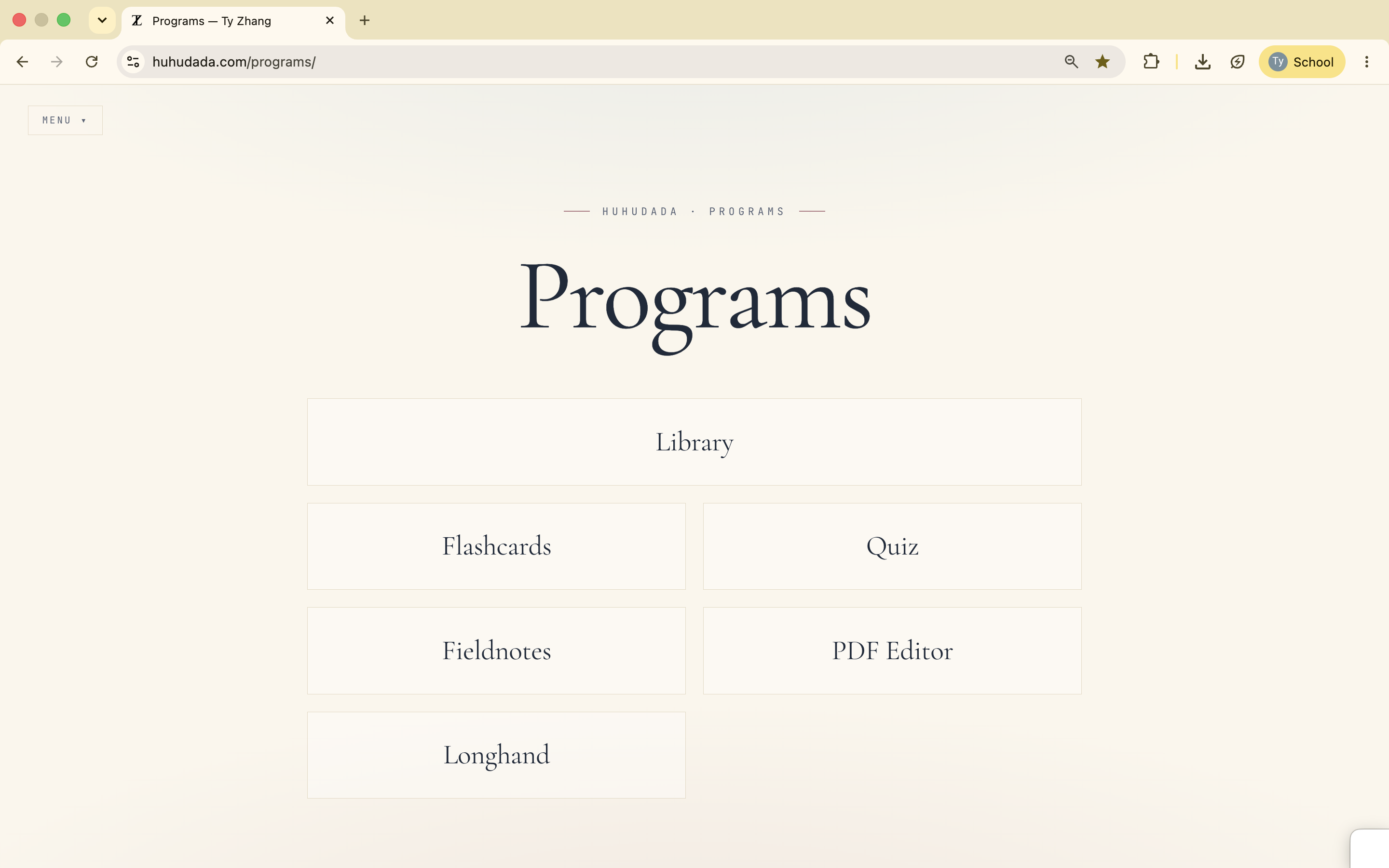 Programs study tools index page